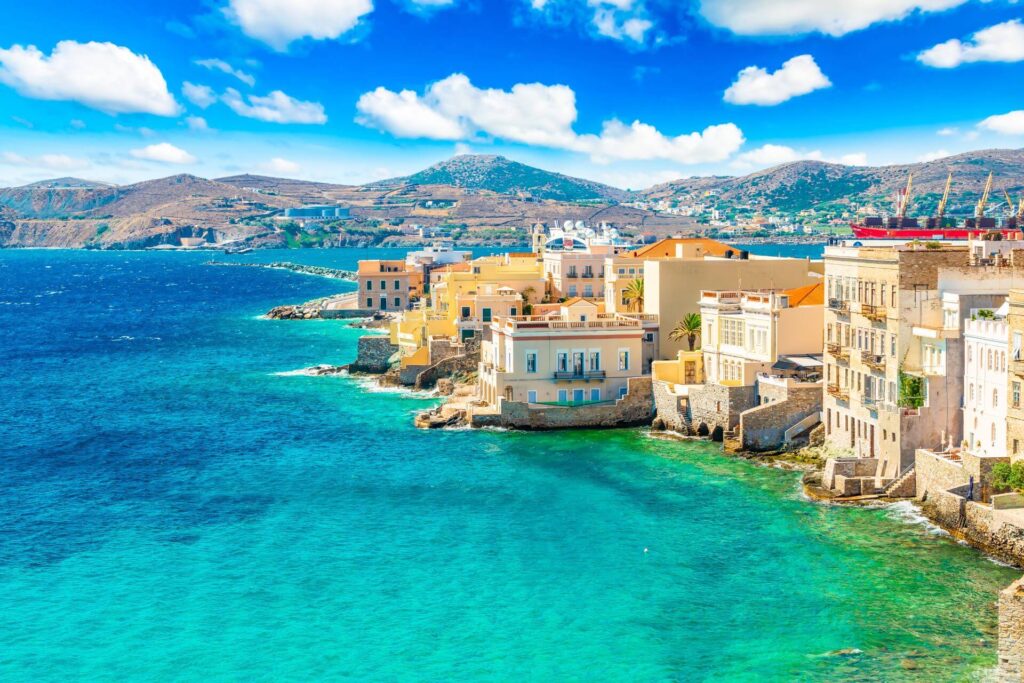 Houses by the shore in Greece