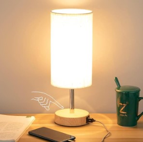 Bedside Table Lamp with USB Port